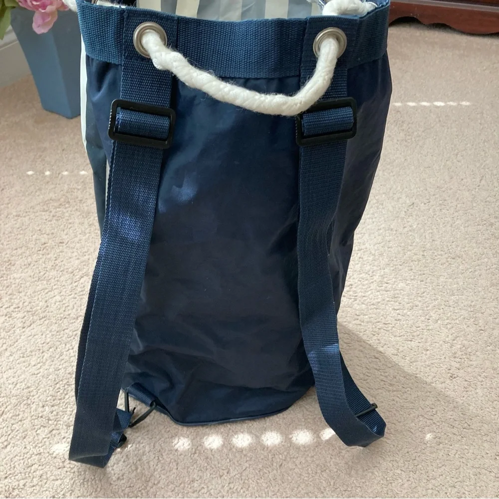 Navy Blue Striped MARINE Navy & White Large Travel / Laundry Bag